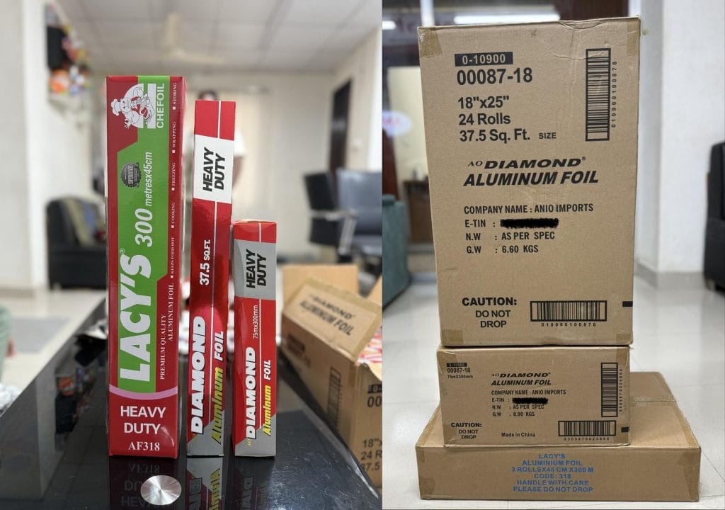 Anio Aluminium foil imported by Anio Imports