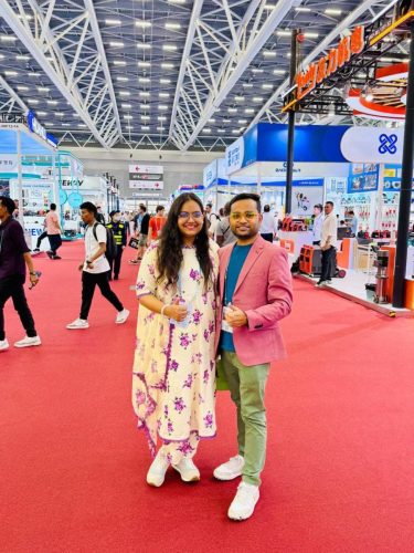 Anio Imports representatives Saiful Islam and his wife Afasana Meem at the 137th Canton Fair 