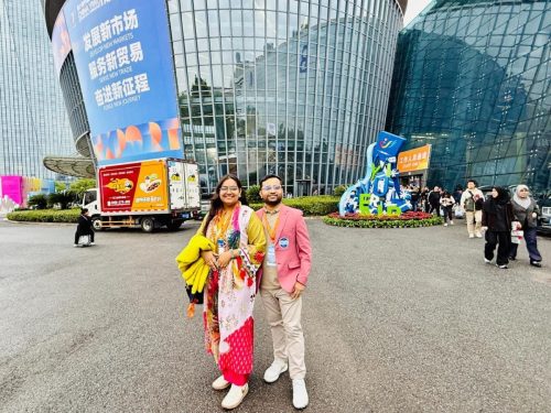 Anio Imports representatives Saiful Islam and his wife Afasana Meem at the 31th Yiwu Fair