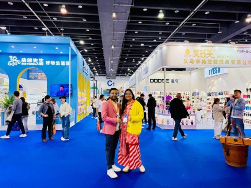 Anio Imports representatives Saiful Islam and his wife Afasana Meem at the 31th Yiwu Fair